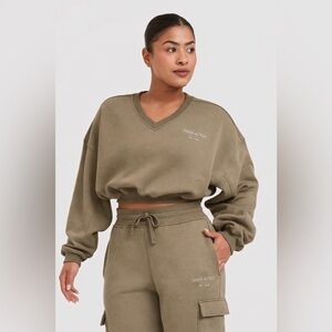 Oner Active Oversized Crop Sweatshirt in Taupe